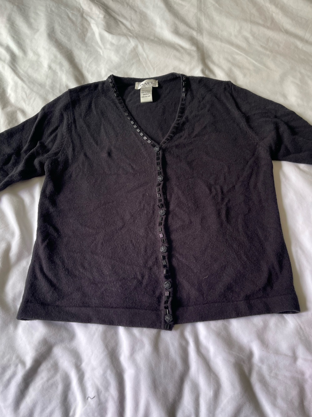 Duvetica Black V-Neck Button-Trim Cardigan